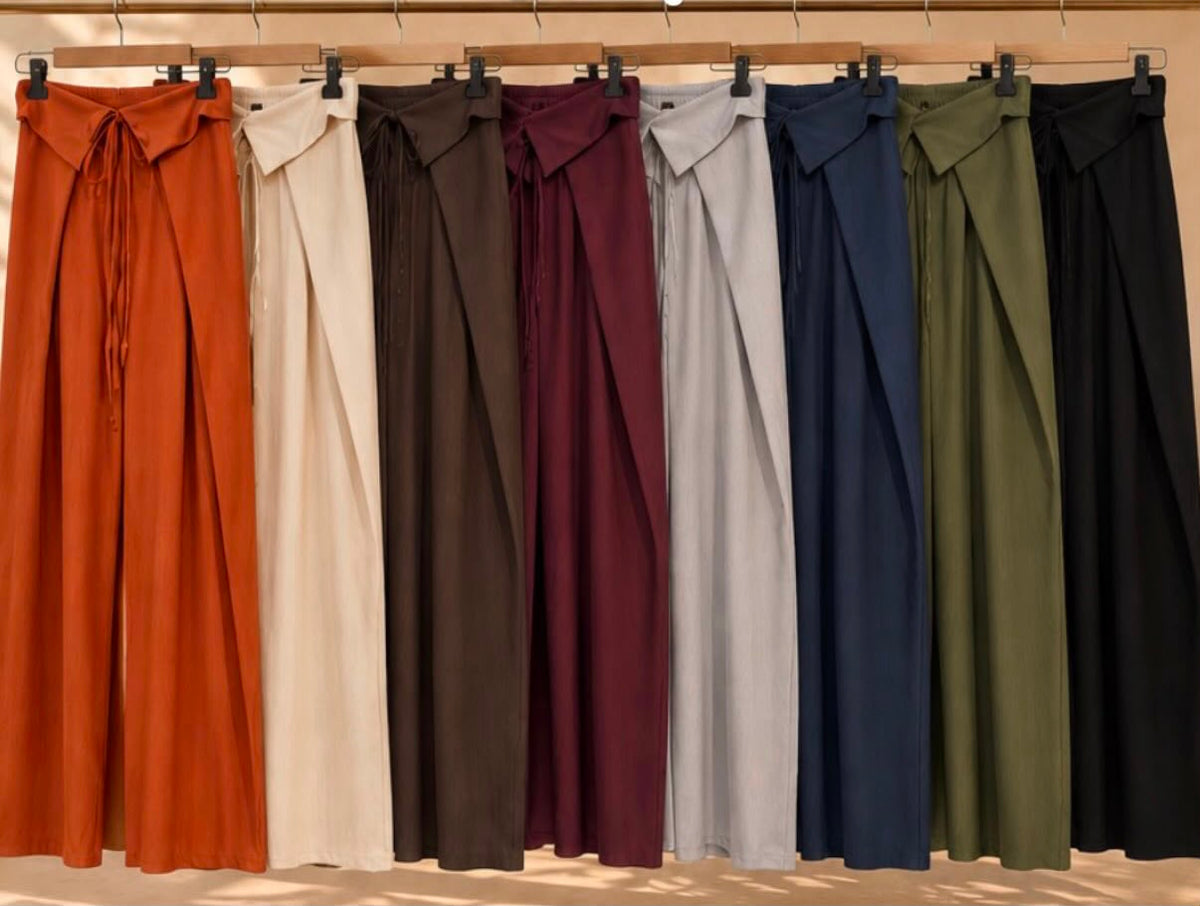 Calça Pantalona com Pregas na cor terracota
