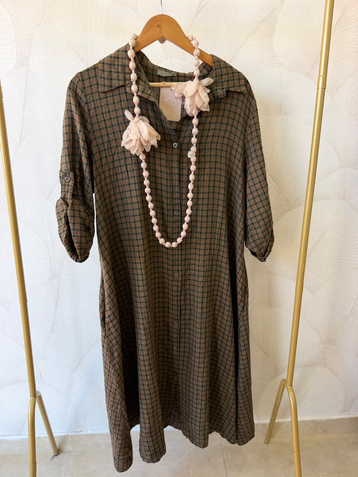 Vestido xadrez na cor verde
